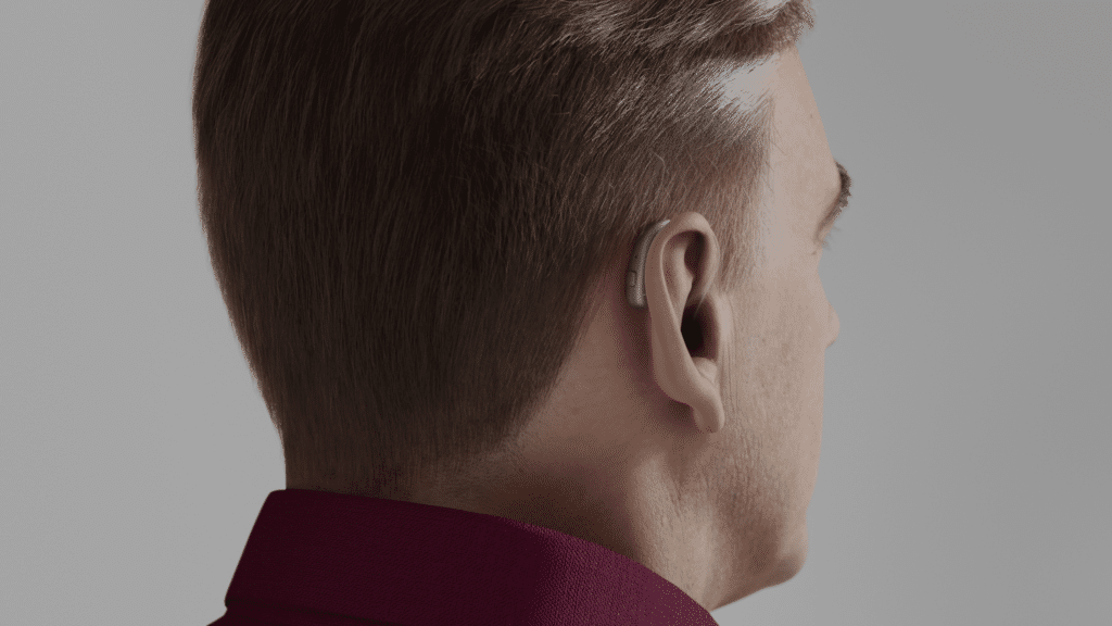 View of a man from the back who is wearing a resound hearing aid