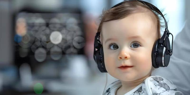 baby taking a hearing test