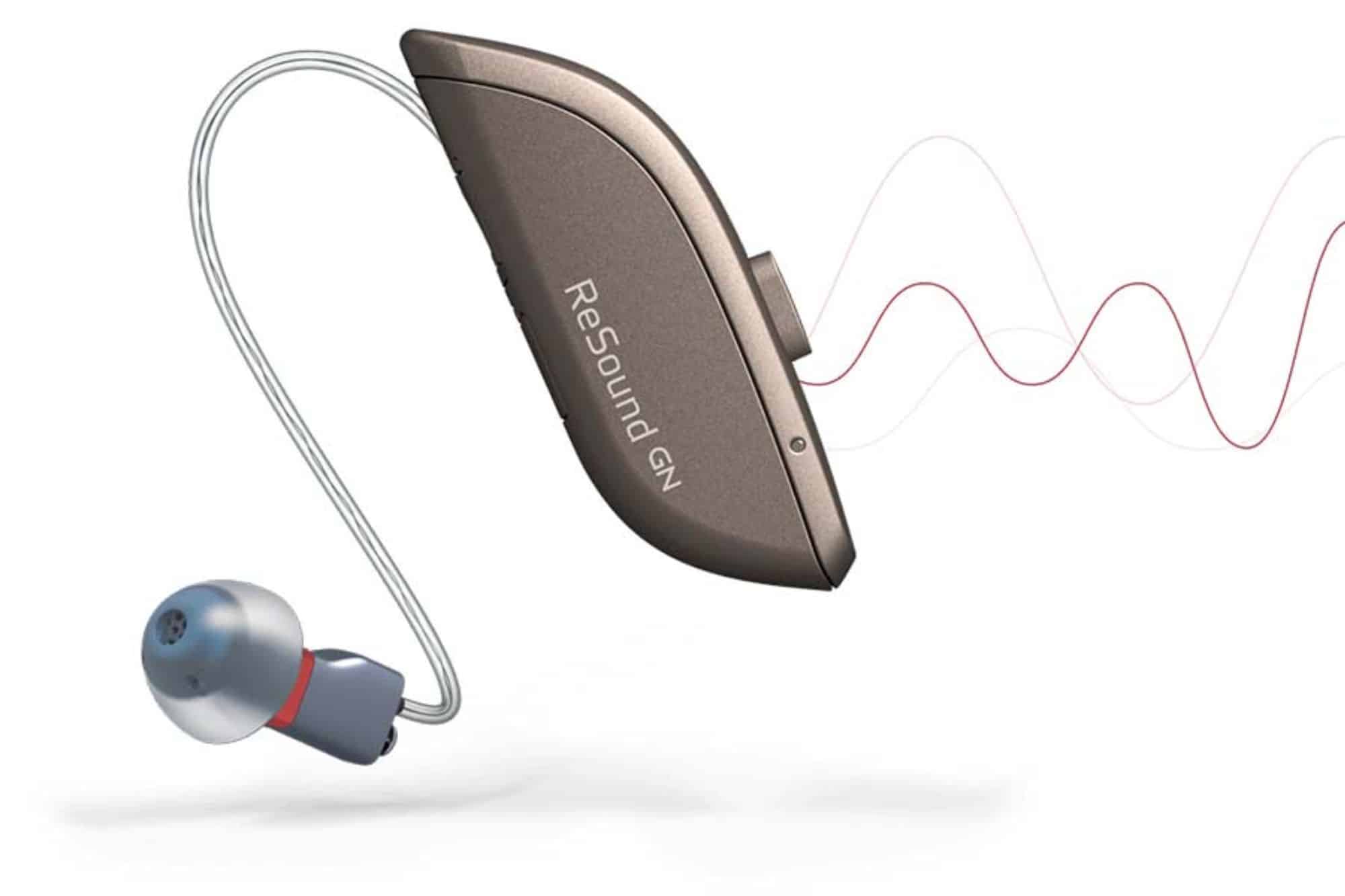 hearing aid with wavy lines coming from it